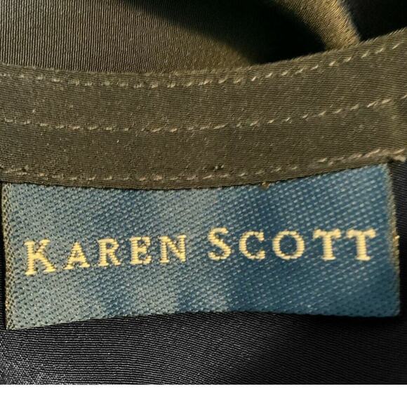 Karen Scott Shirt Women's Sz Medium Sleeveless Navy Blue Back Button Career Top - Picture 7 of 8